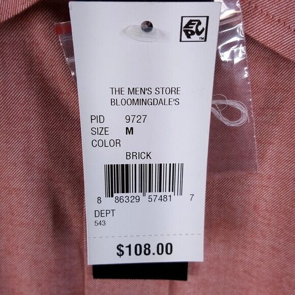BLOOMINGDALES Shirt Mens Medium Brick Button Up Regular Fit Casual Workwear - Picture 4 of 7